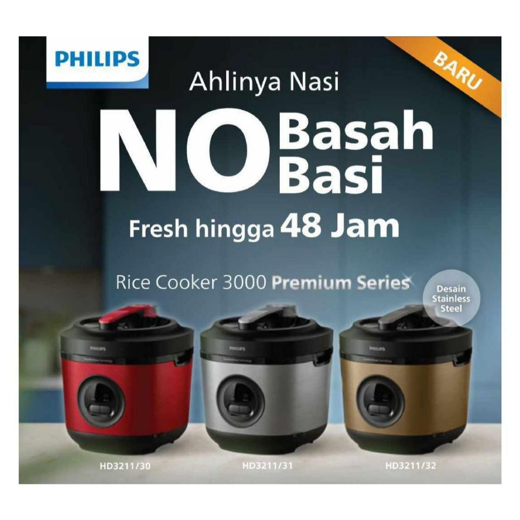 Philips HD 3211 Magic Com Rice Cooker 1.8 Liter Stainless Steel / Rice Cooker Stainless Steel