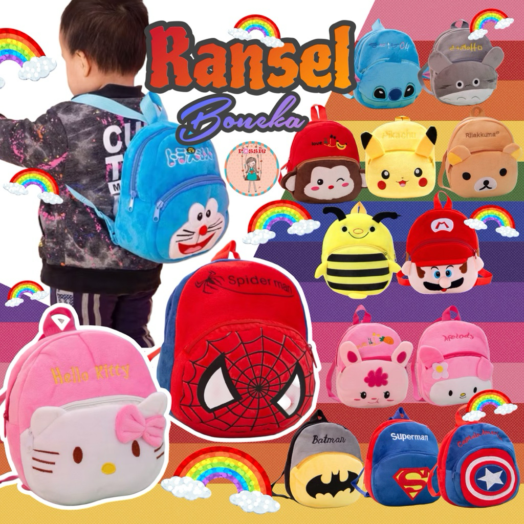 Tas Ransel Anak Karakter Bag Backpack Mini Motif Cartoon Cute Lucu Bahan Lembut Halus Premium Qualit