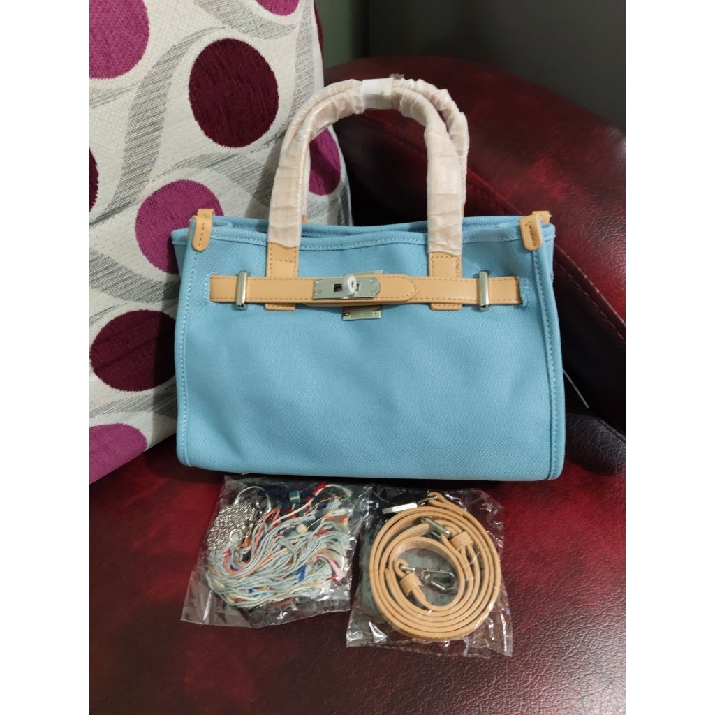 Tas Premium RC Royal Cuir Kremes Canvas / Mini Tote / Hand Bag / Sling Bag