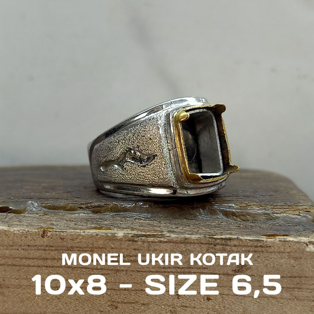 Emban Ring Cincin Monel Ukir Kotak 10x8