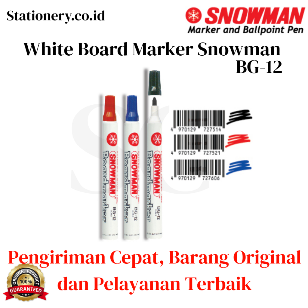 

Spidol White Board Snowman BG-12 Pcs / Spidol Papan Tulis Whiteboard BG12