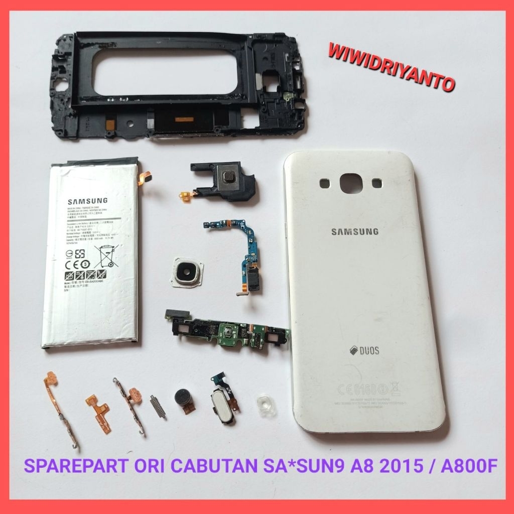 SPAREPART CABUTAN SAMSUNG A8 (2015) A800F ORIGINAL  BATERAI  BUZZER  KACA KAMERA  PENGUAT SIYAL TOMB