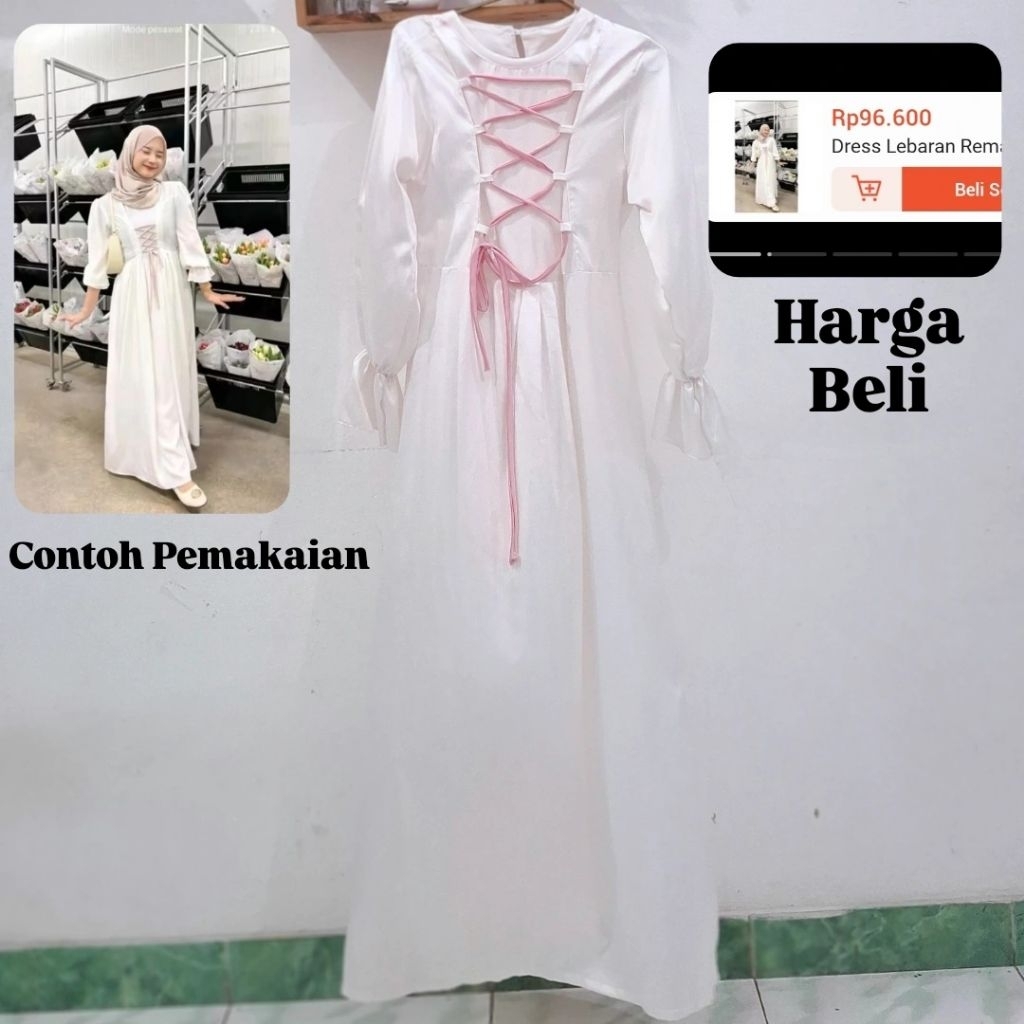 Gamis Korean Putih Pink