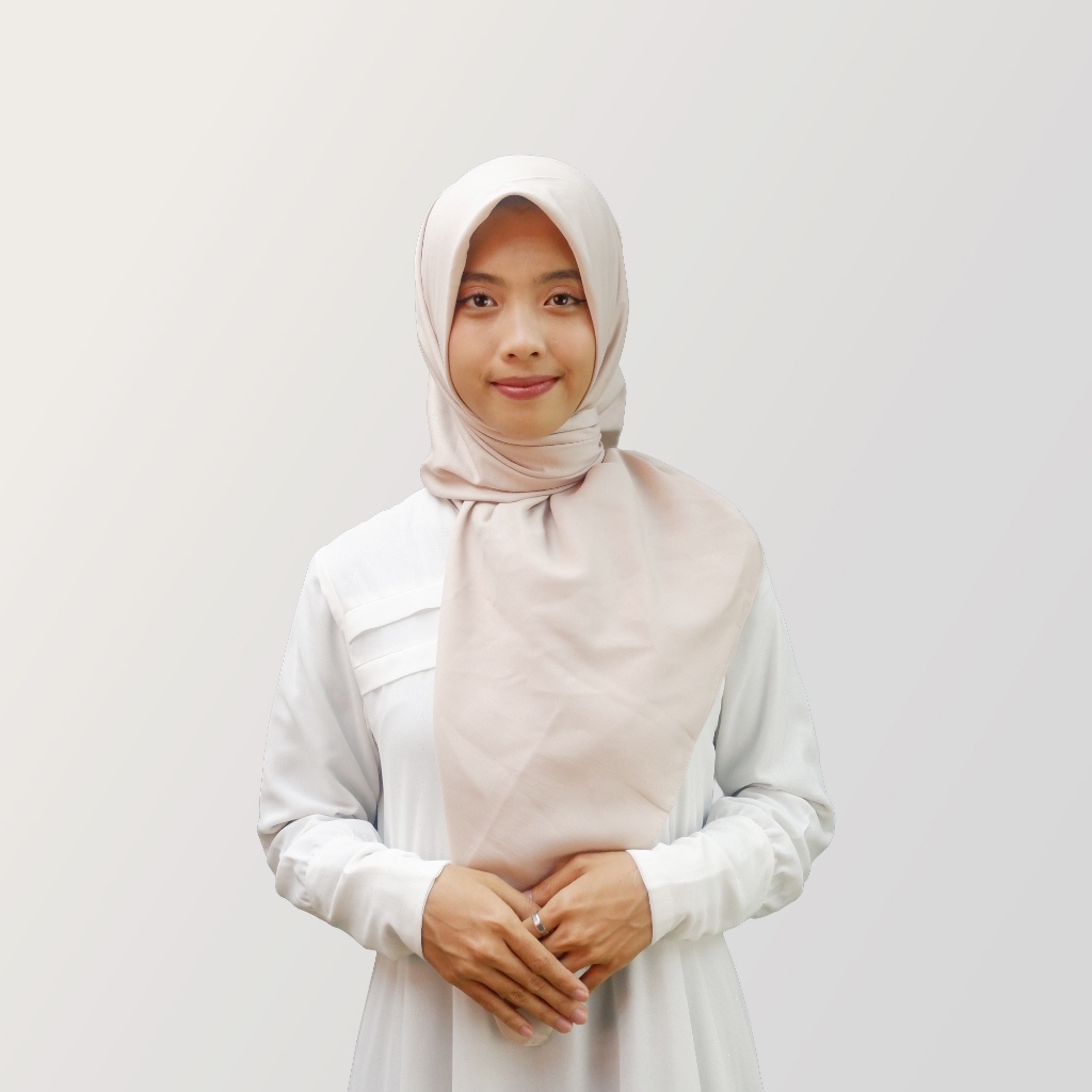 HYRA Kerudung Voal Hijab Segiempat Polos Kelim Warna Cream Beige