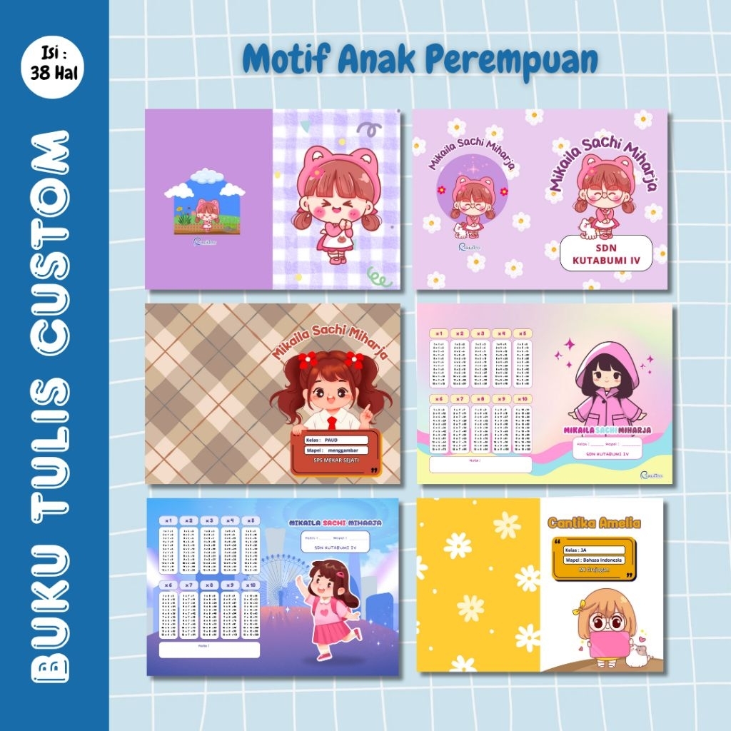 

Buku Tulis Custom Seri Anak Perempuan