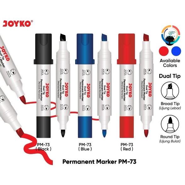 

Permanent Marker Spidol Permanen Dual Tip Joyko PM-73