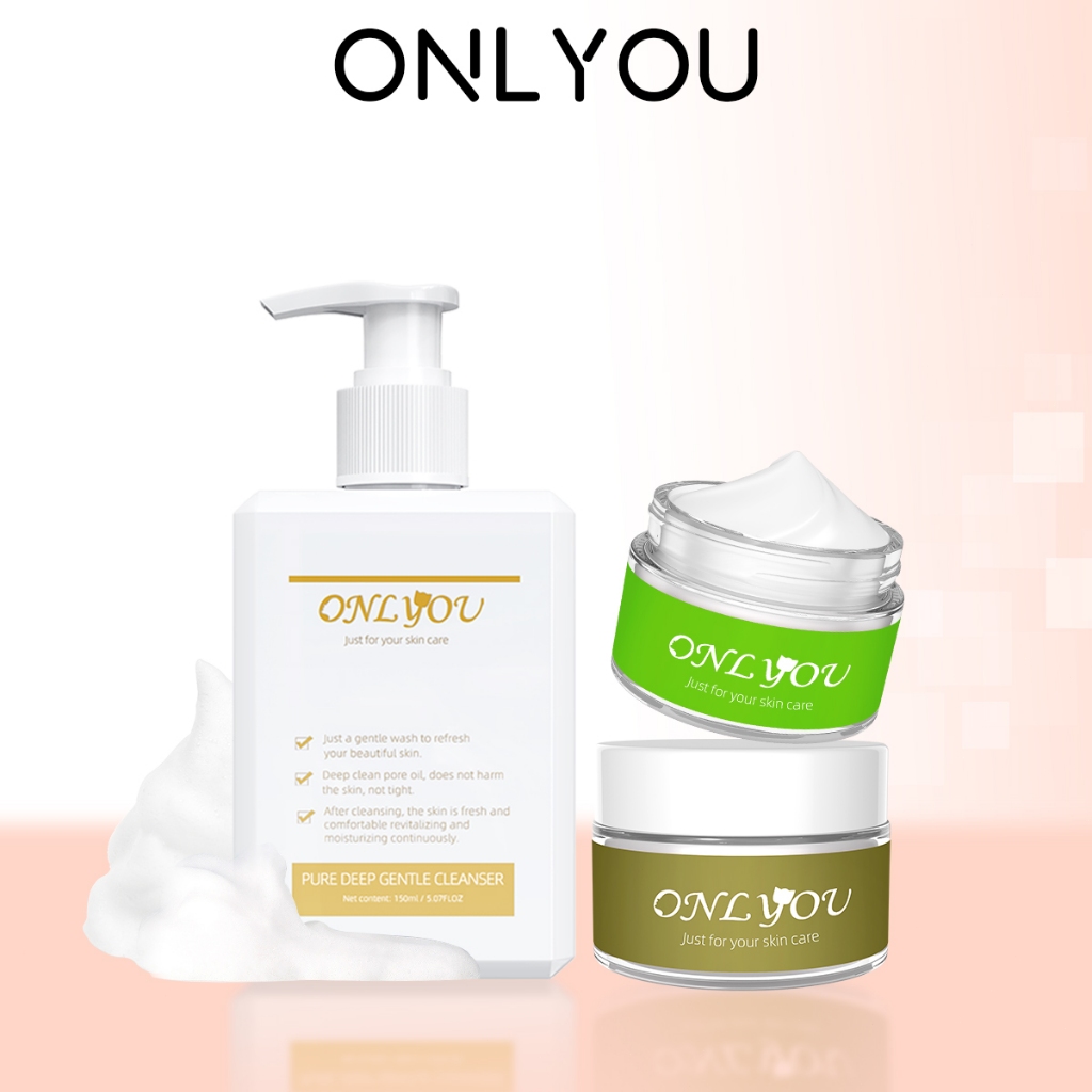 ONLYOU 3PCS Skincare Paket / ONLYOU Amino Facial Wash Membersihkan Pori-pori + Whitening moisturizer