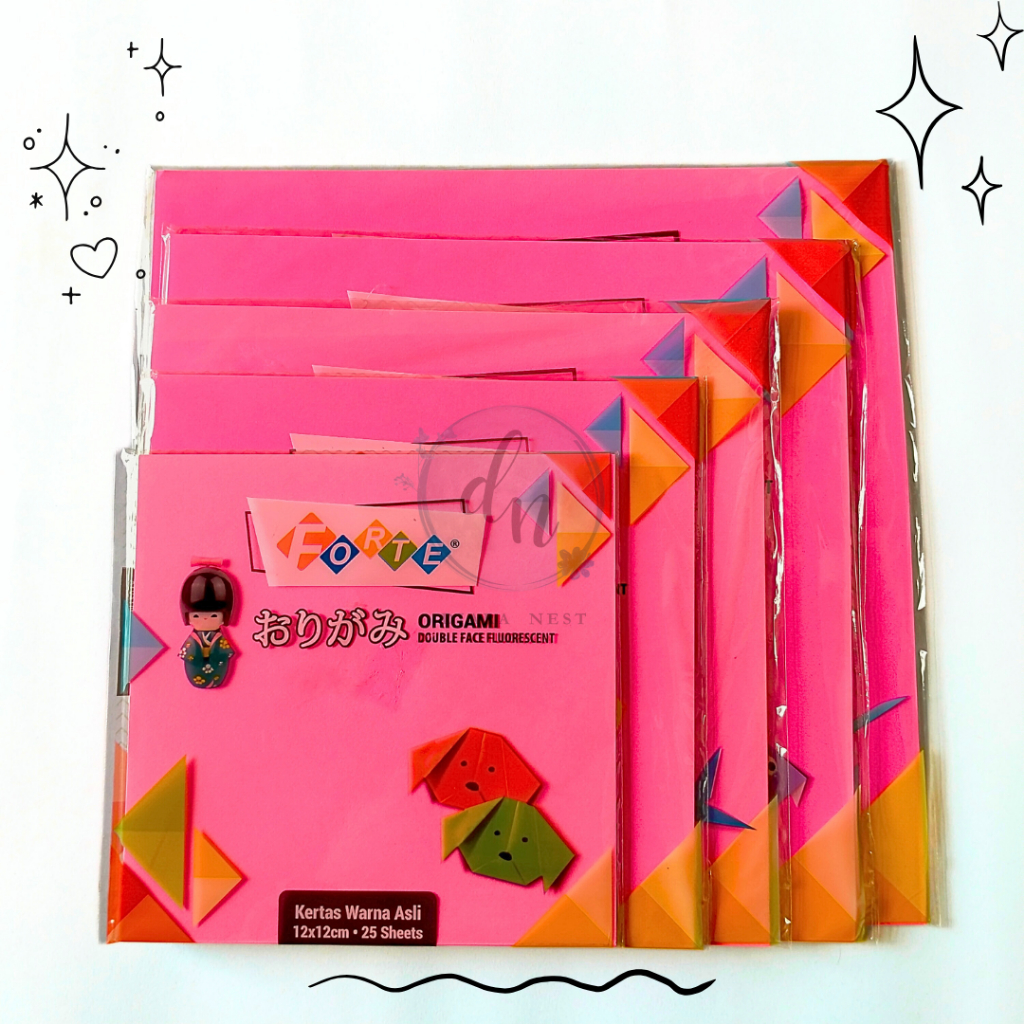 

Forte Origami Double Face Fluorescenti Kertas Warna 12cm, 14cm, 16cm, 18cm, 20cm