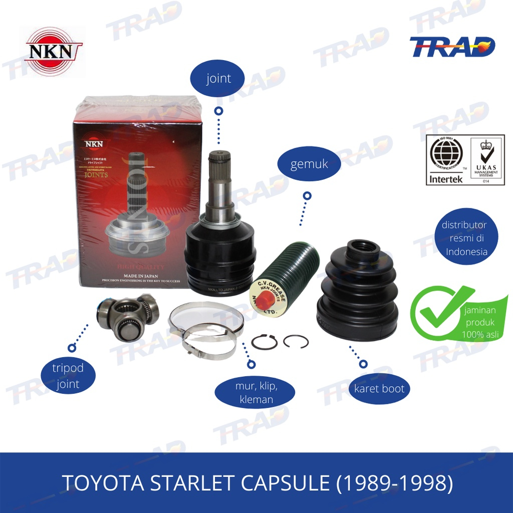 CV Joint As Roda Dalam NKN Toyota Starlet Kapsul EP81