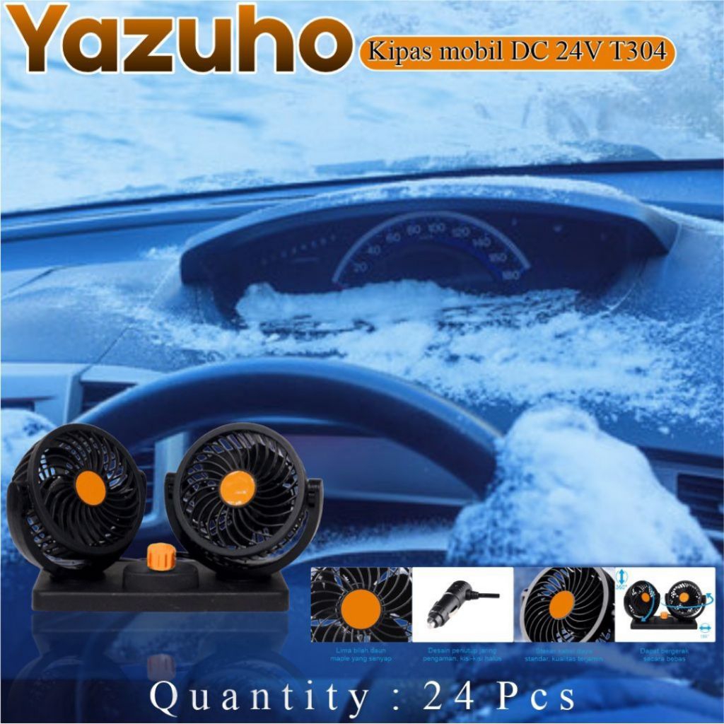 Kipas Angin Mobil Double Fan DC 24V Merek Yazuho T304