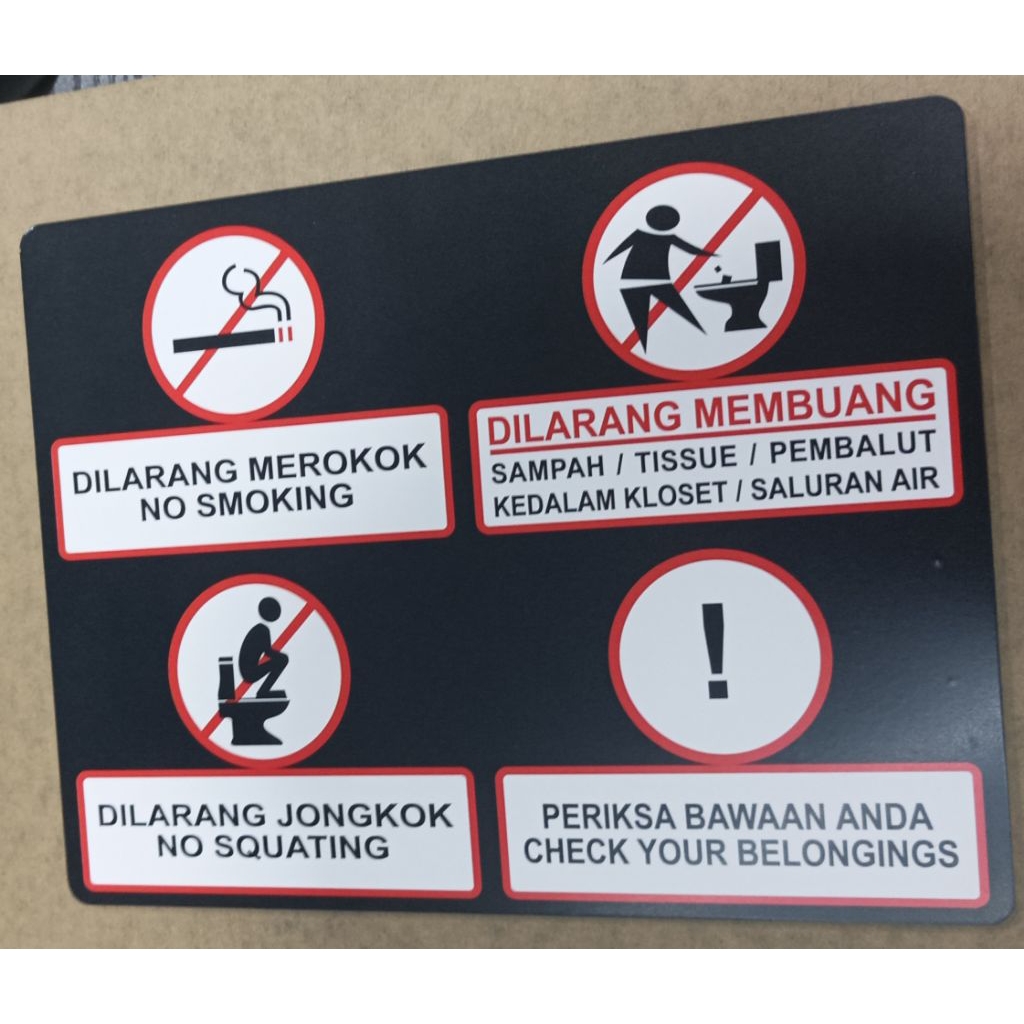 

AKRILIK SIGN PERINGATAN TOILET HARAP SIRAM DILARANG BUANG TISSUE ACRYLIC