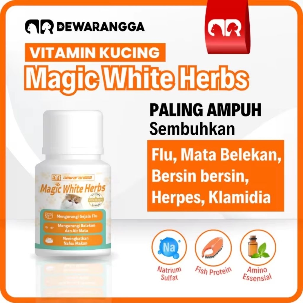 Magic White Herbs Dewarangga Vitamin Kucing Suplemen Anti Flu Belekan Kucing