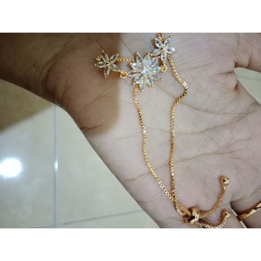 Gelang serut lapis emas/gelang bunga serut