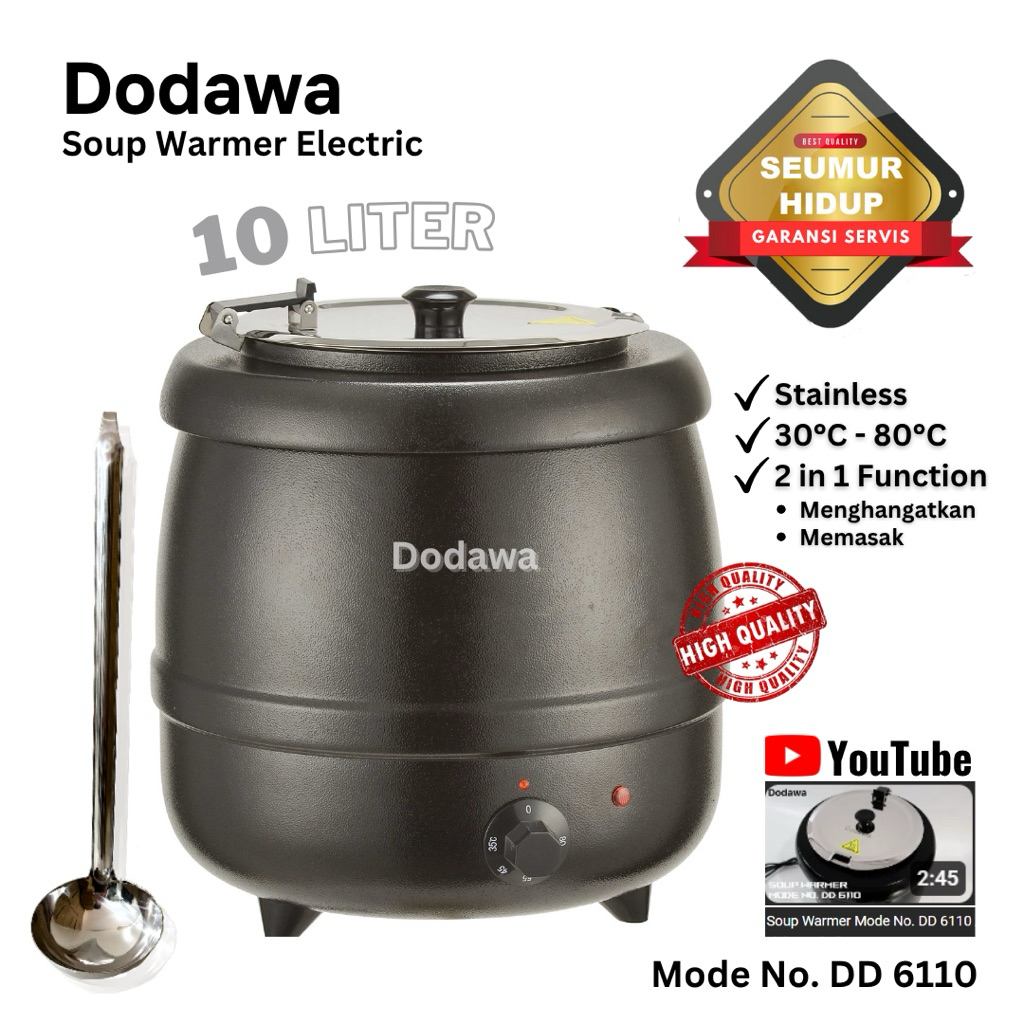 Soup Warmer Electric 10 Liter DD6110 / penghangat sup listrik stainless / hotel supplies / kitchenwa