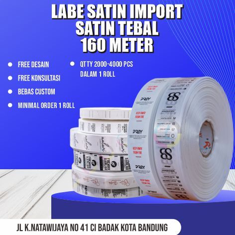 label satin tebal 2-3 warna /satin tebal rajut/lanel satin tebal import/label tag wash pakaian/label