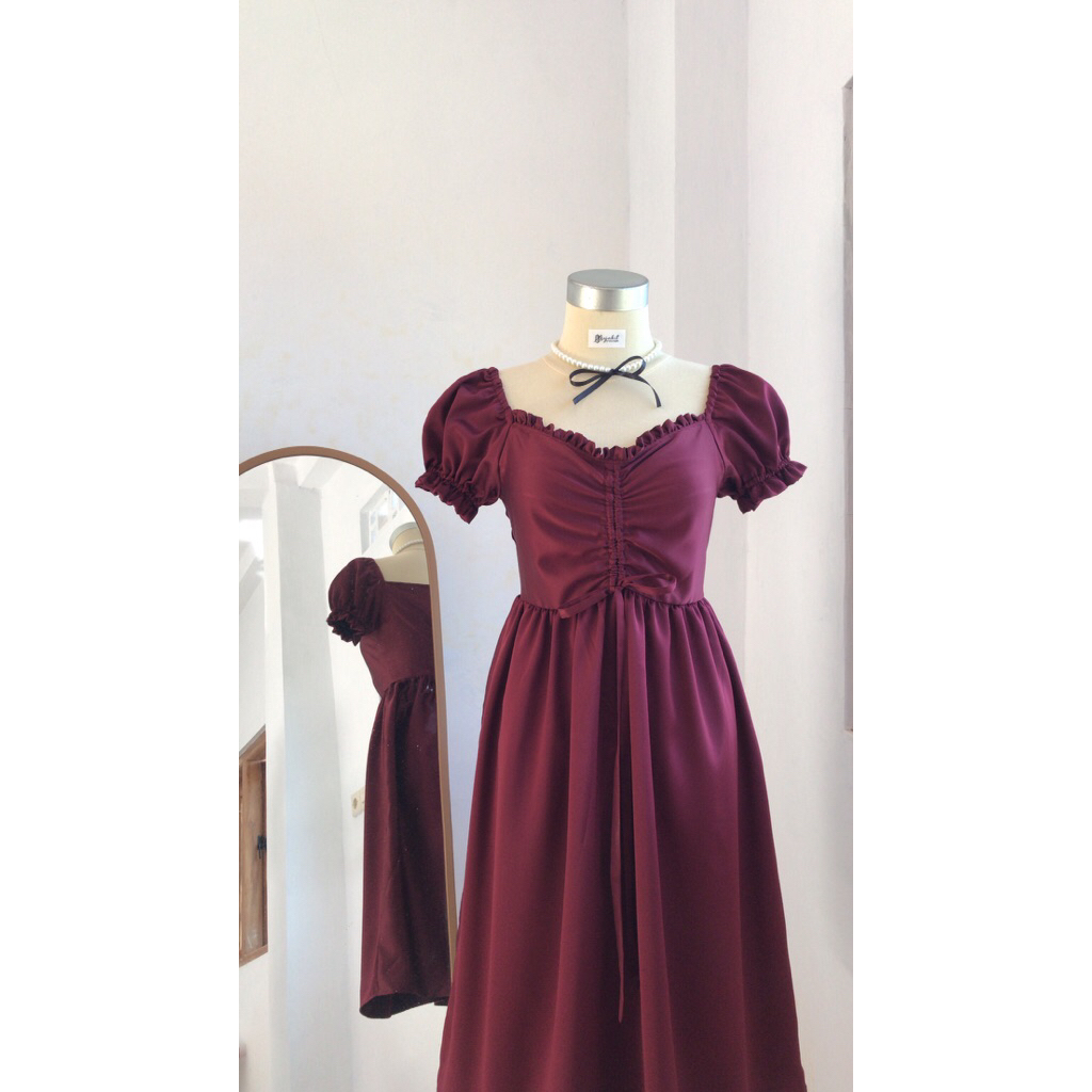 SABRINA DRESS | Dress Wanita Kekinian Korean Style | Dress Coquette | Dress Kondangan Simple Elegan 