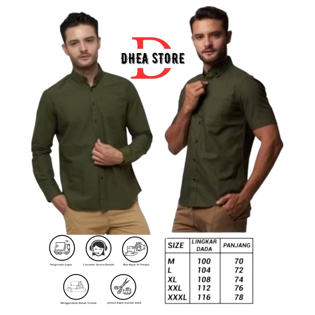 kemeja pria lengan pendek hijau army hem polos hijau army kemeja lengan pendek hijau army baju atasa