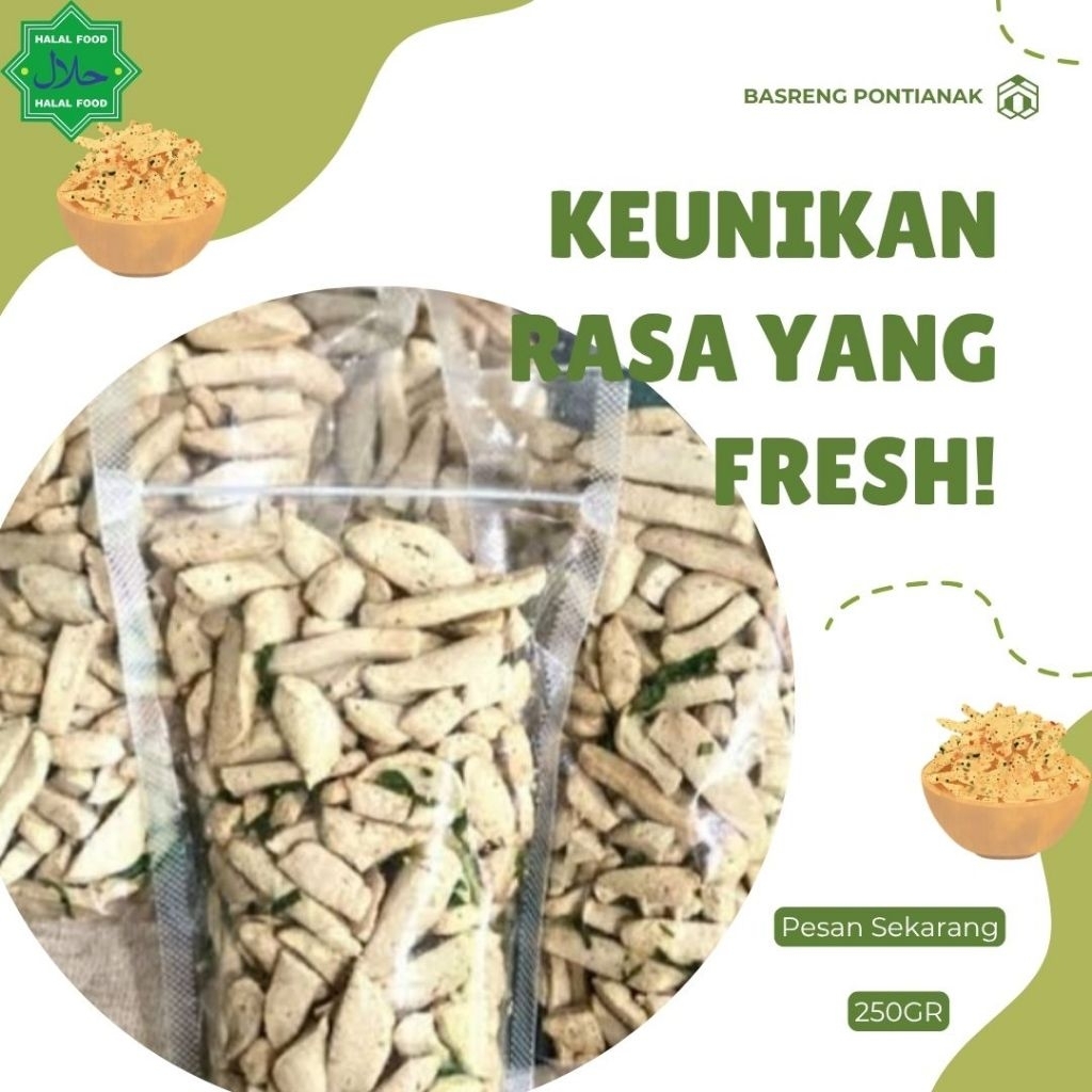 

Stik Basreng Bakso Goreng Ikan Original Gurih Renyah kemasan 250gr | Basreng Pontianak