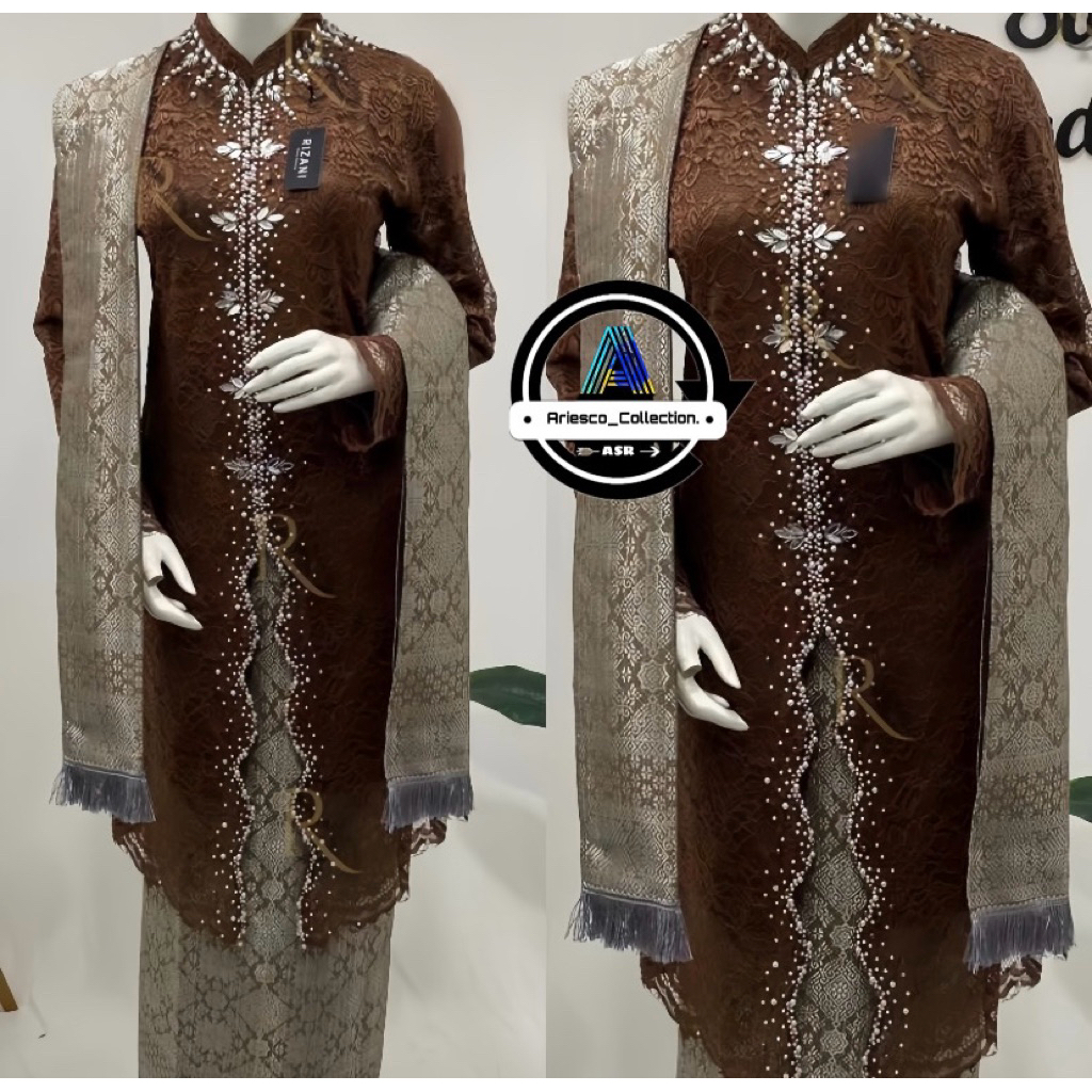 Set Kebaya Brokat Payet Lalisa | Kebaya Tunik Zig Zag | Kebaya Set Songket | Kebaya Modern | Kebaya 