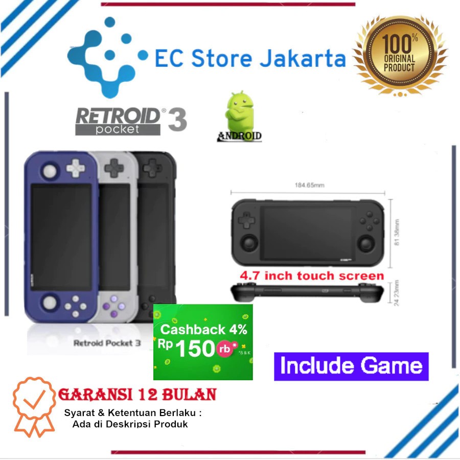 Retroid Pocket 3 Handheld Retro Gaming Console System Retro Classic Video Game Arcade Gameboy Neo Ge