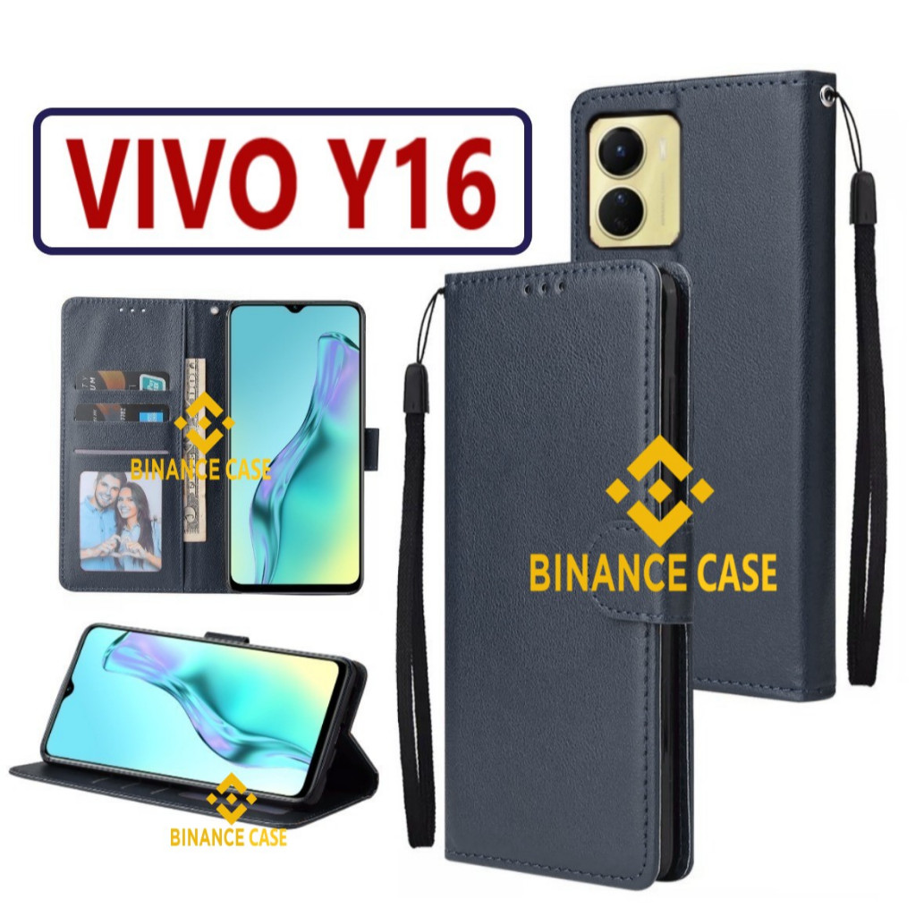 LEATHER FLIP CASE VIVO Y16 CASE KULIT FLIP WALLET LEATHER KULIT PREMIUM SARUNG BUKA TUTUP KESING HP 