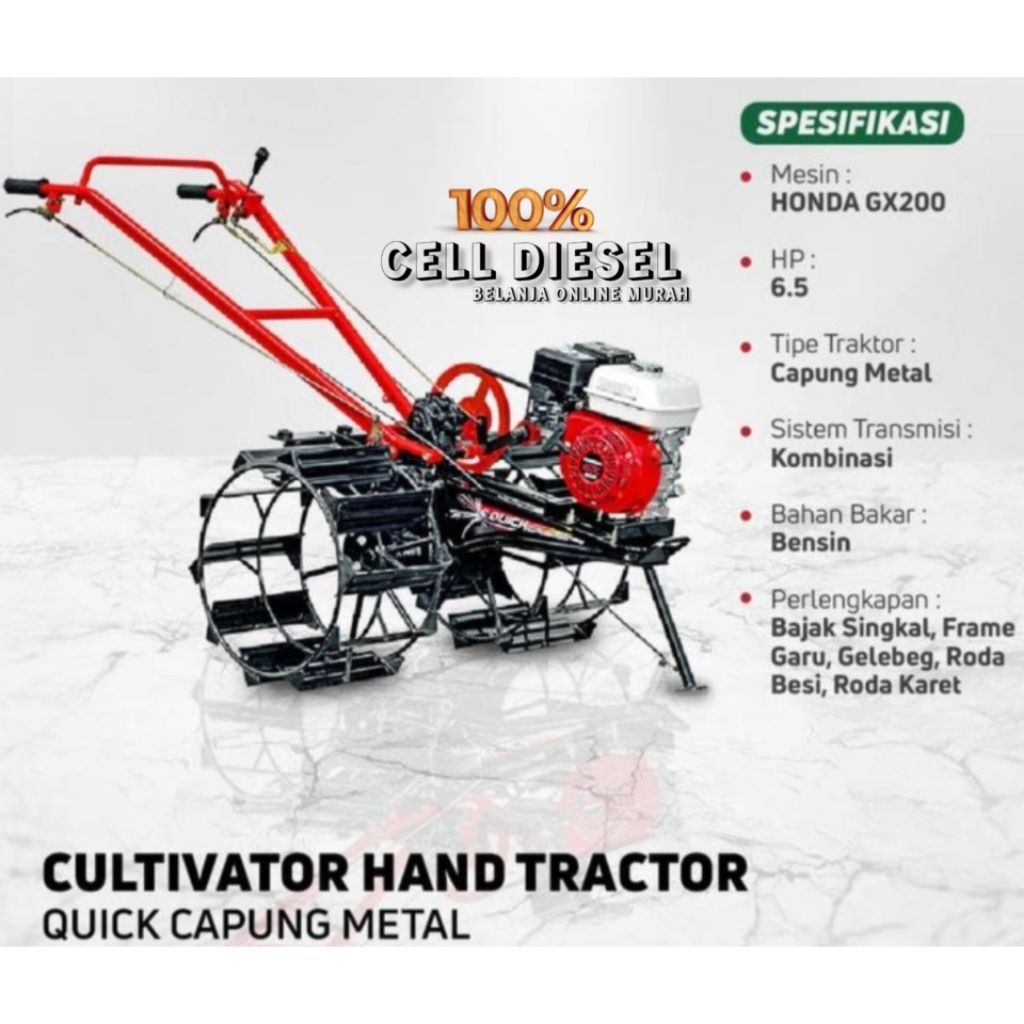 Mesin Traktor - Quick capung Metal + Mesin Engine Honda GX 200