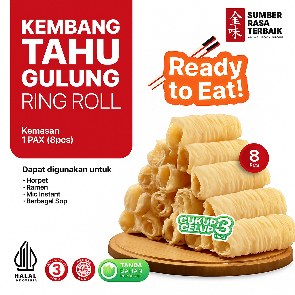 

[SRT SBY] RINGROLL Tofu Kembang Tahu Roll Halal / 130gram 8roll / Bell roll / beancurd Roll