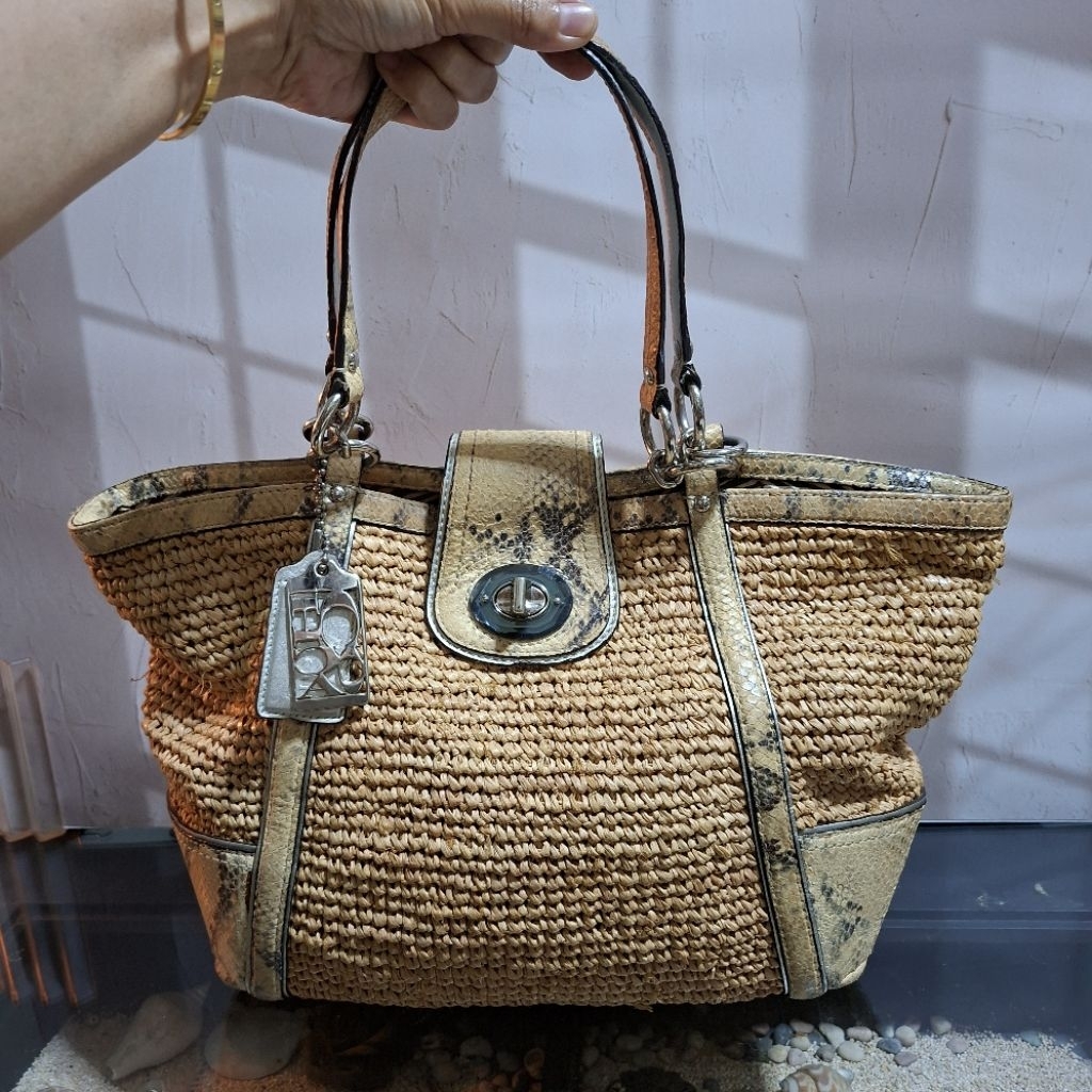 Tas Preloved Shoulder Coc Anyam Mix Kulit Rare Vintage