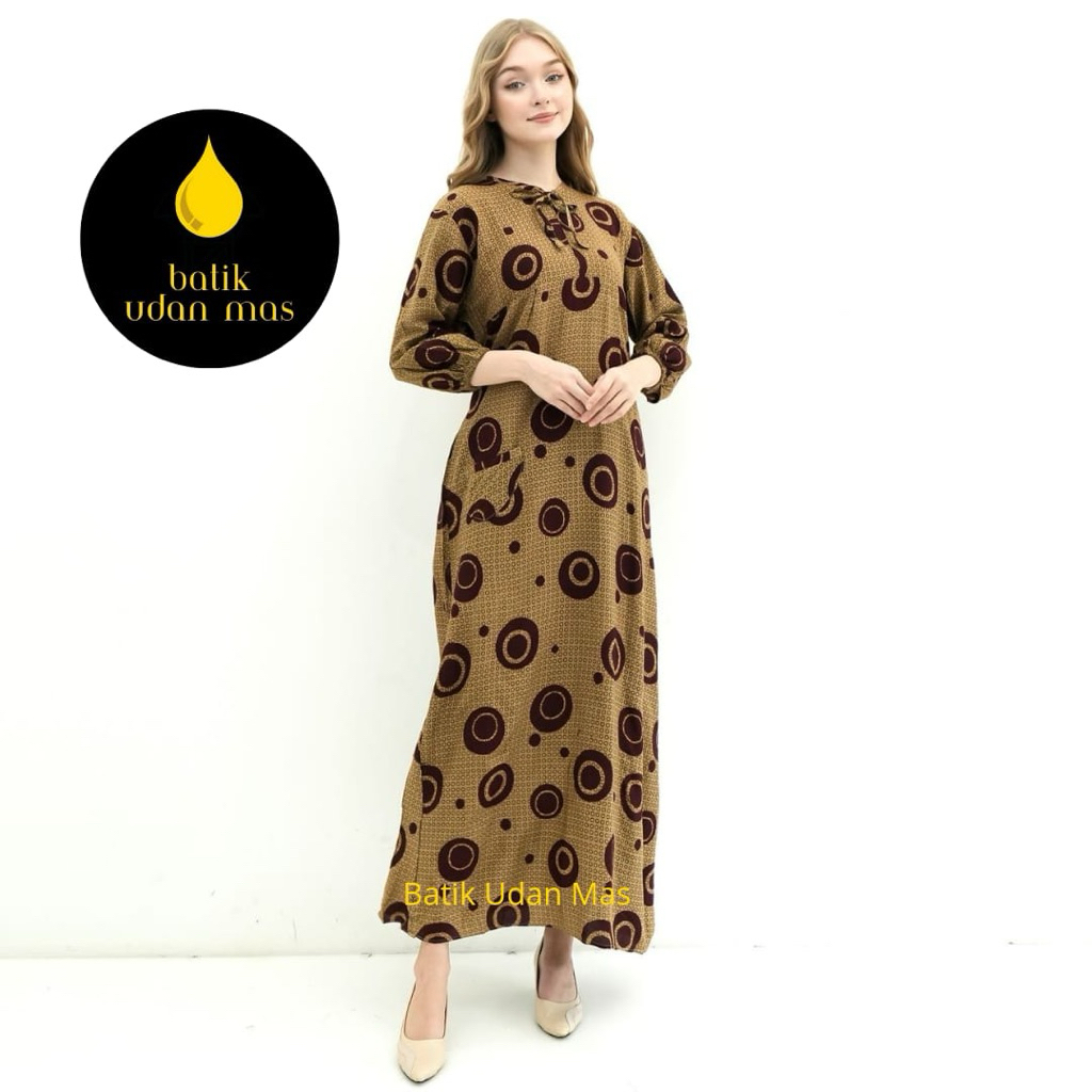Batik udan mas-Dress Raisa Bahan Rayon Super premium/Gamis Raisa Kekinian/All size-Hitam
