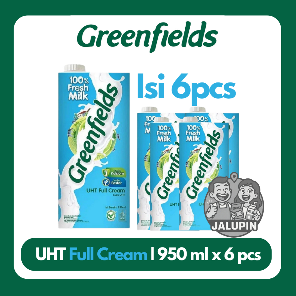 

[KEMASAN 950ML x 6PCS] Susu Greenfields UHT Full Cream, Strawberry, Chocolate 950ml