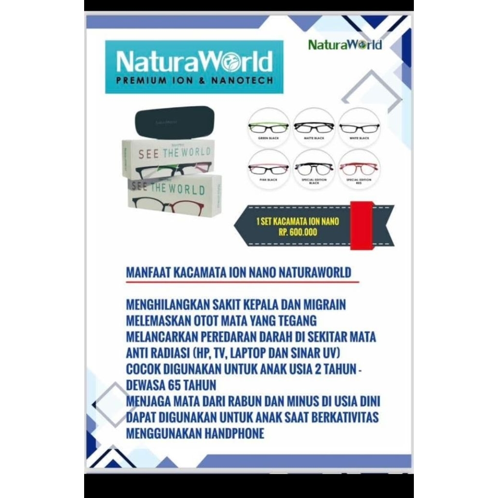 NaturaWorld Kacamata Ion Nano premium