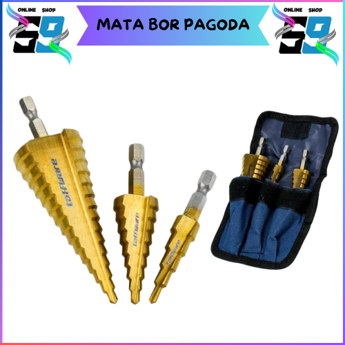 Mata Bor Besi Baja Super Tajam 1 Set 3 Pcs Mata Bor Besi Kerucut Pagoda Cone Drill Hole Saw Multipur