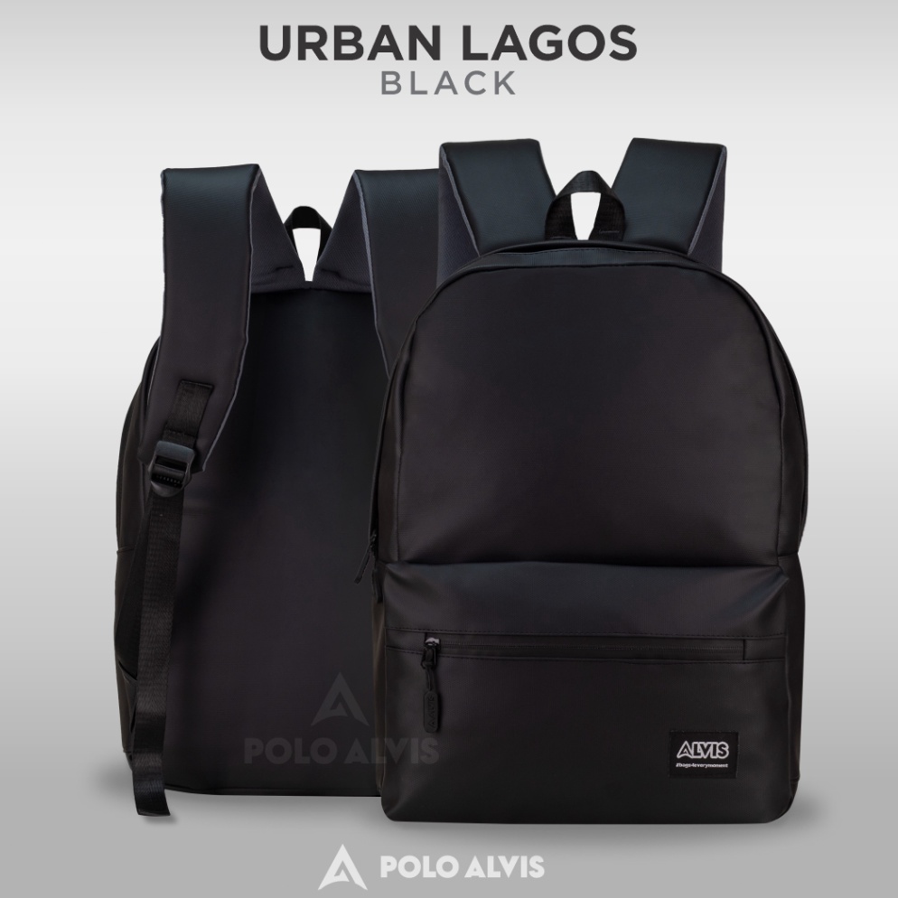 KODE M64R POLO ALVIS  Urban Lagos Black Laptop 14in Waterproof Premium Backpack Tas Ransel Pria Taha