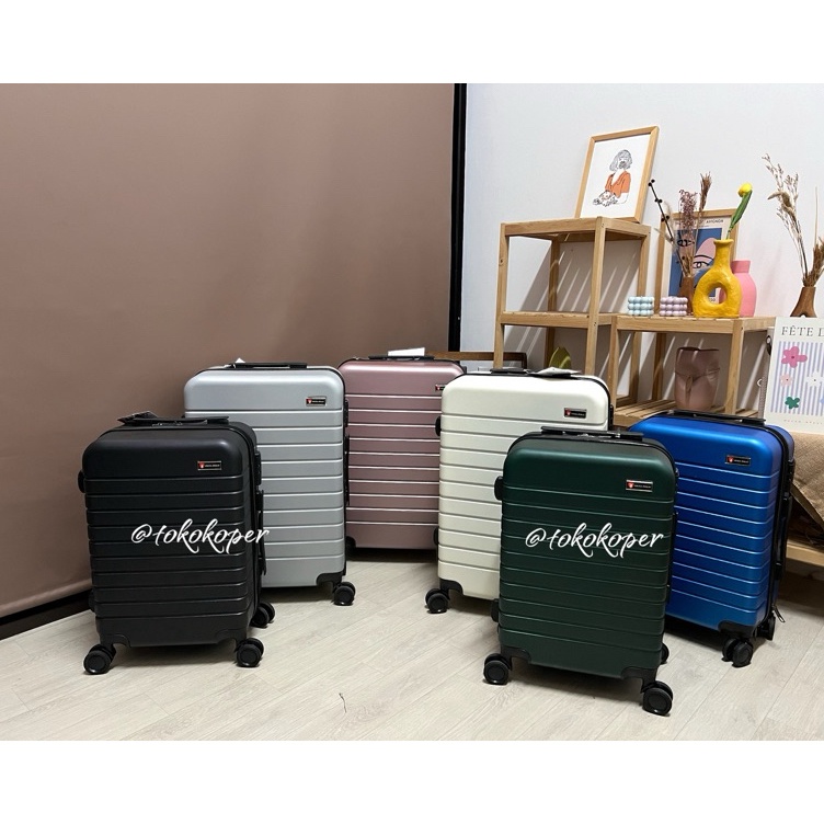 KODE G28N SWISS POLO 695 KOPER 2 INCH 24 INCH ABS RODA DOUBLE KUNCI KOMBINASI