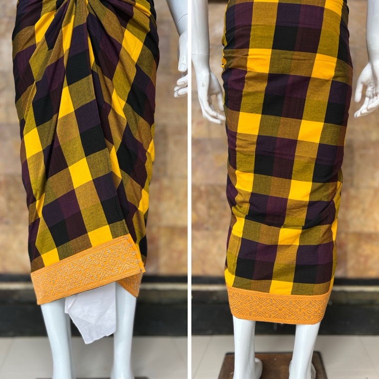 KODE H4Y Saput Endek Kuning Elegan Pakaian Adat Bali