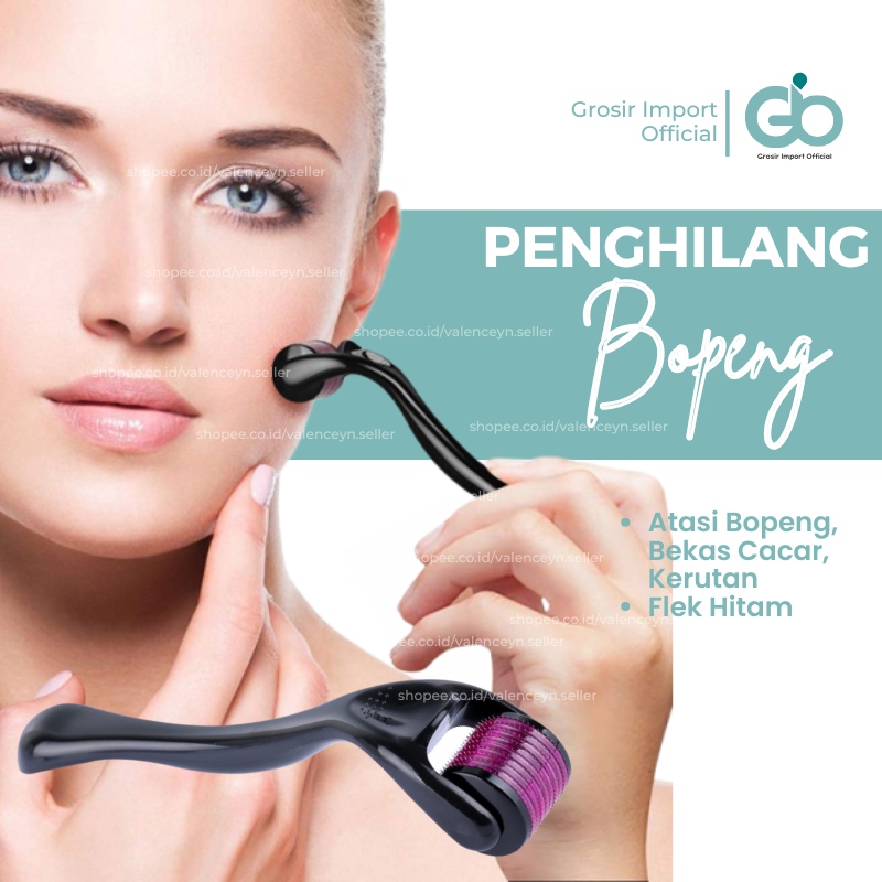 Derma roller Alat Penghilang Bopeng Bekas Jerawat Dermaroller Alat Kecantikan Wajah Ukuran 1 MM