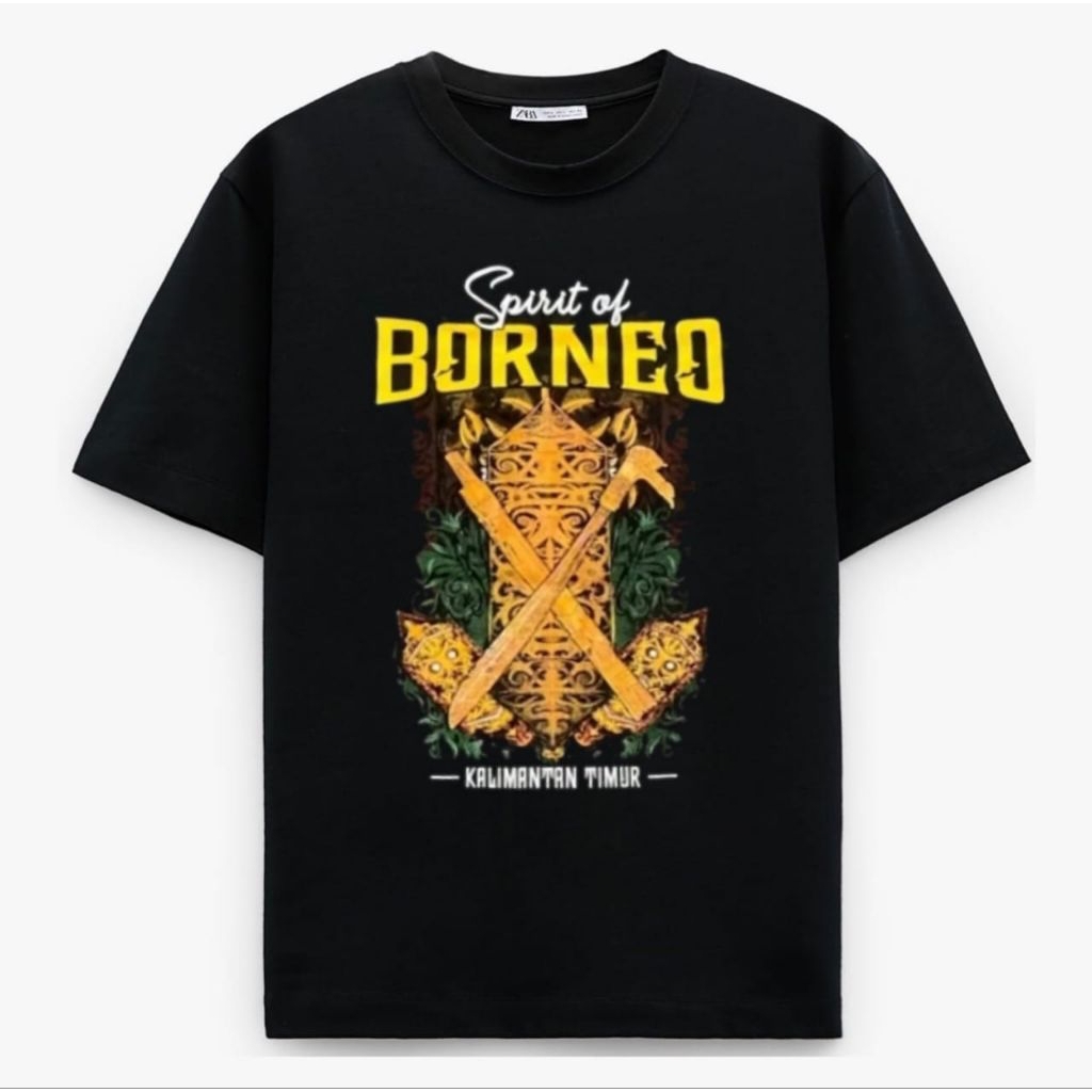 KAOS SPIRIT OF BORNEO KALIMANTAN TIMUR CORAK KUNING