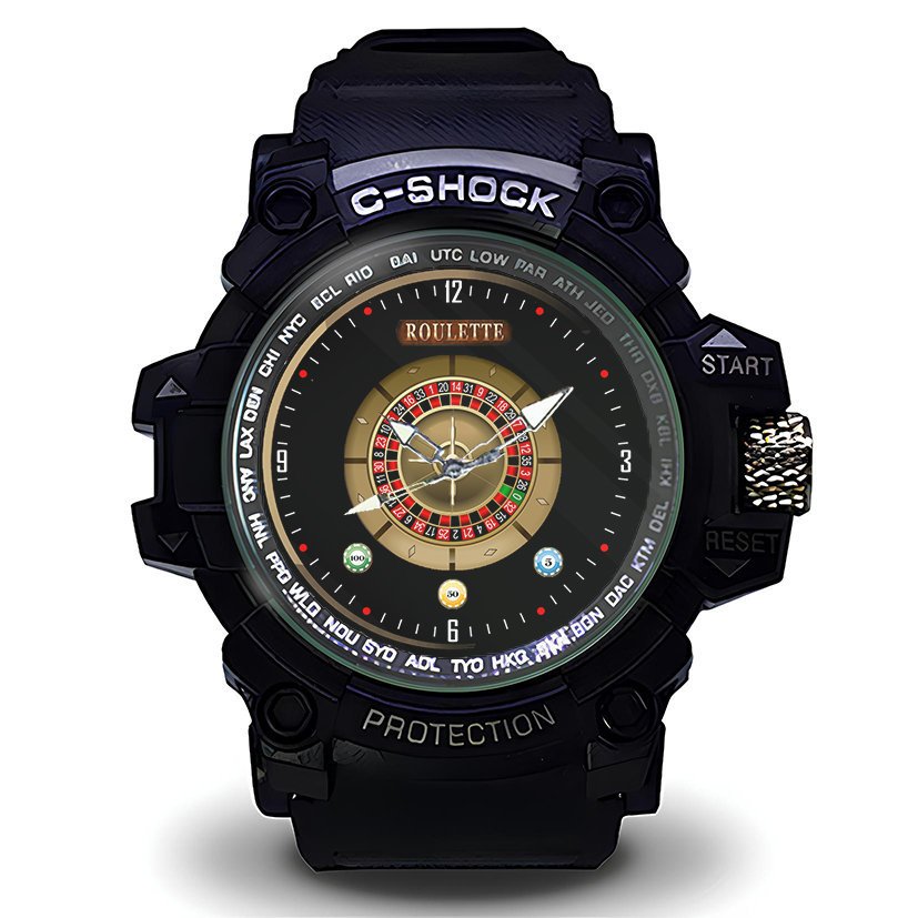 Jam Tangan Pria CASINO ROULETTE  Sport Analog Quartz Keren Terbaru Hitam
