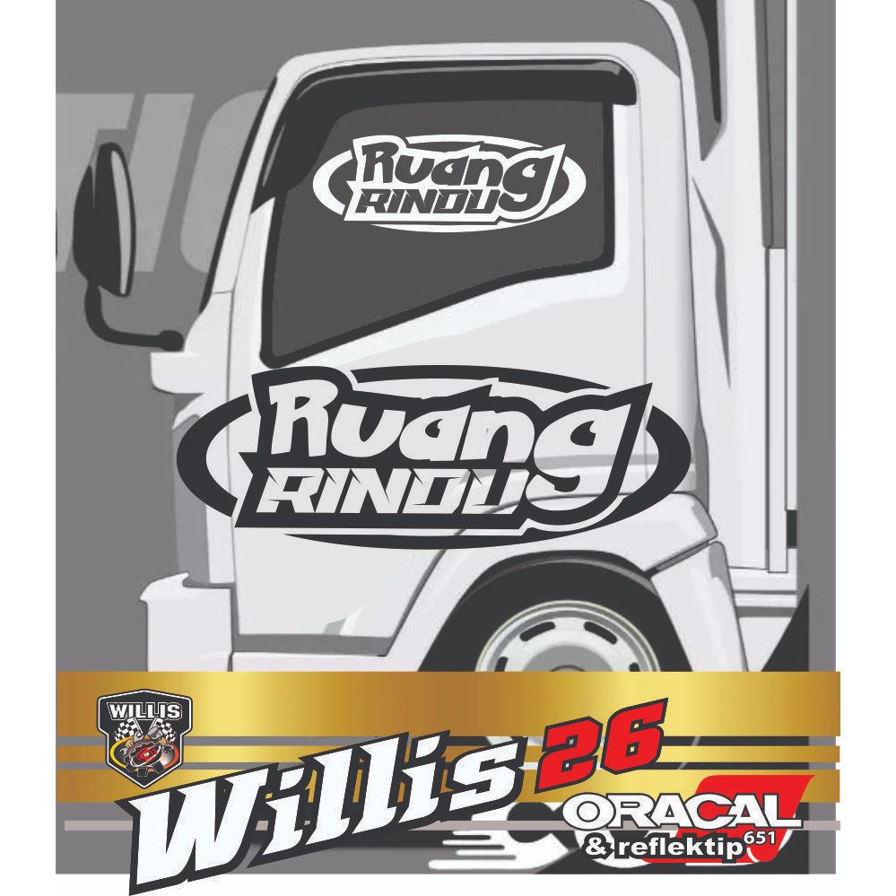 Stiker kaca truk ruang rindu cutting variasi kaca samping truk pickup mobil stiker truk bisa request