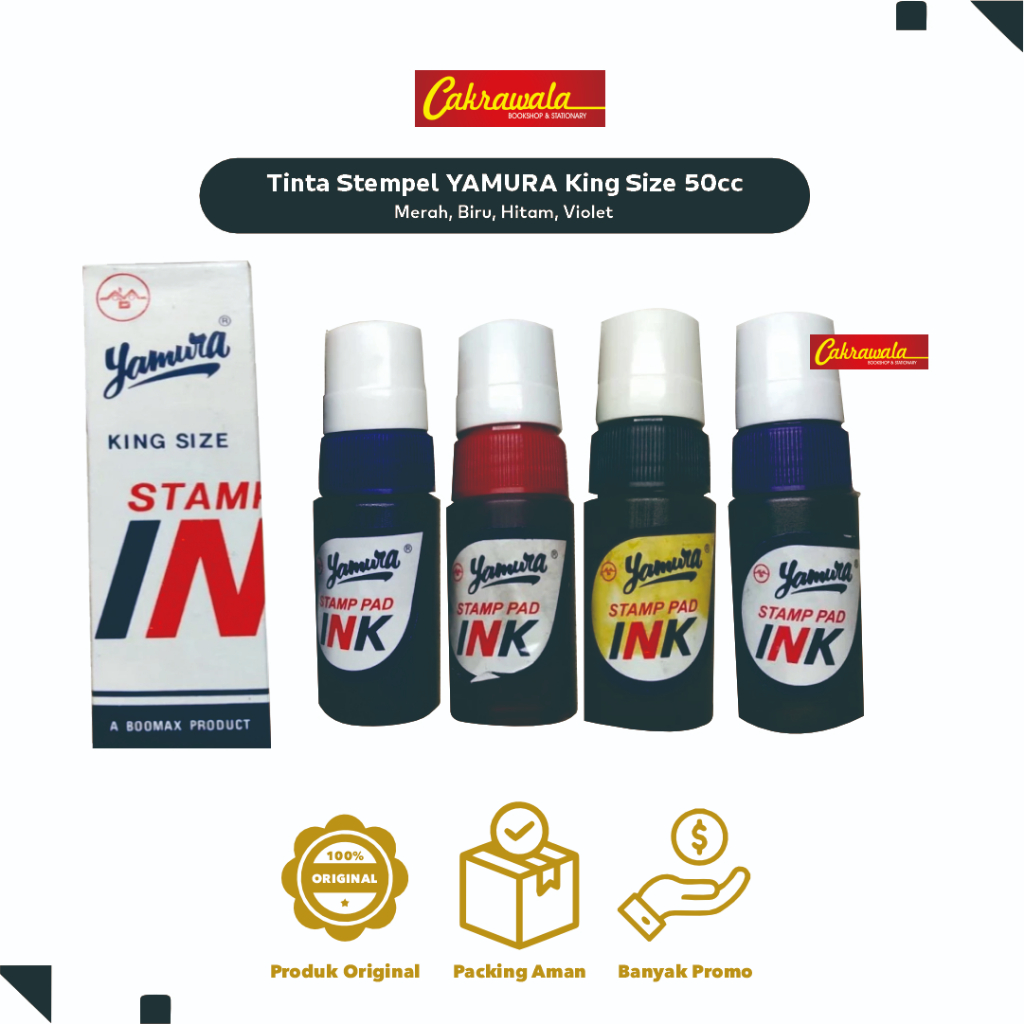 

Tinta Stempel YAMURA King Size 50cc | Stamp Pad Ink Warna Biru Merah Hitam | Tinta Cap Karet