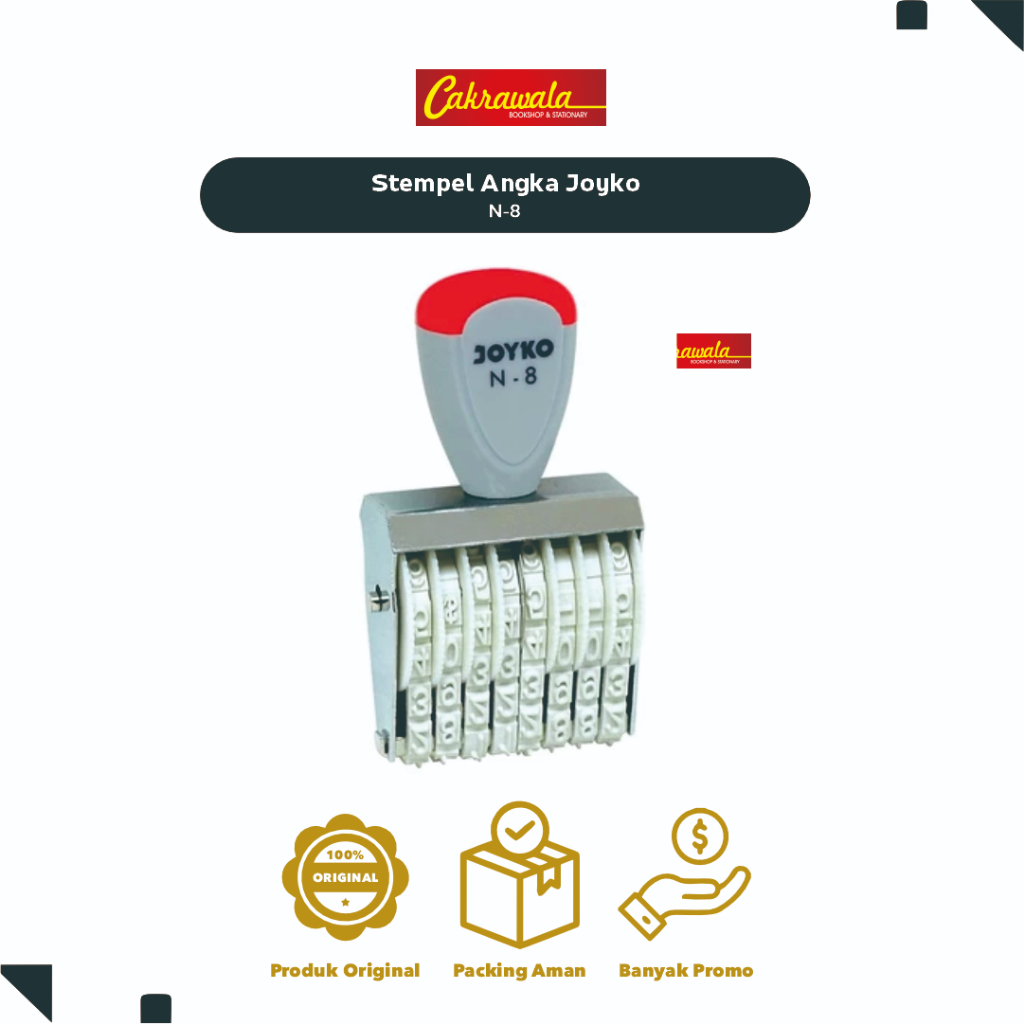 

Stempel Angka Joyko N-8 | Numbering Stamp 8 Digit Manual | Cap Nomor untuk Kwitansi & Dokumen