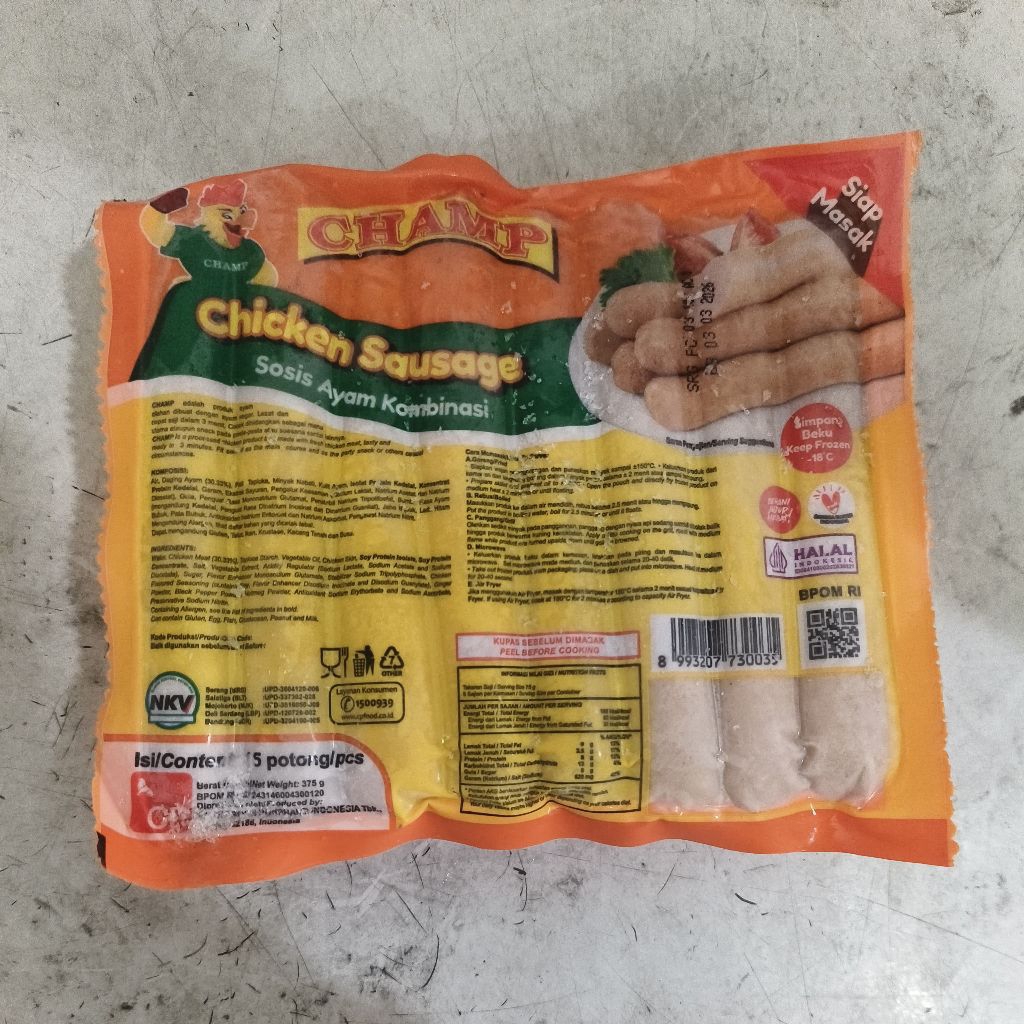 

Sosis Ayam Champ / Champ Chicken Sausage 375gr Isi 15