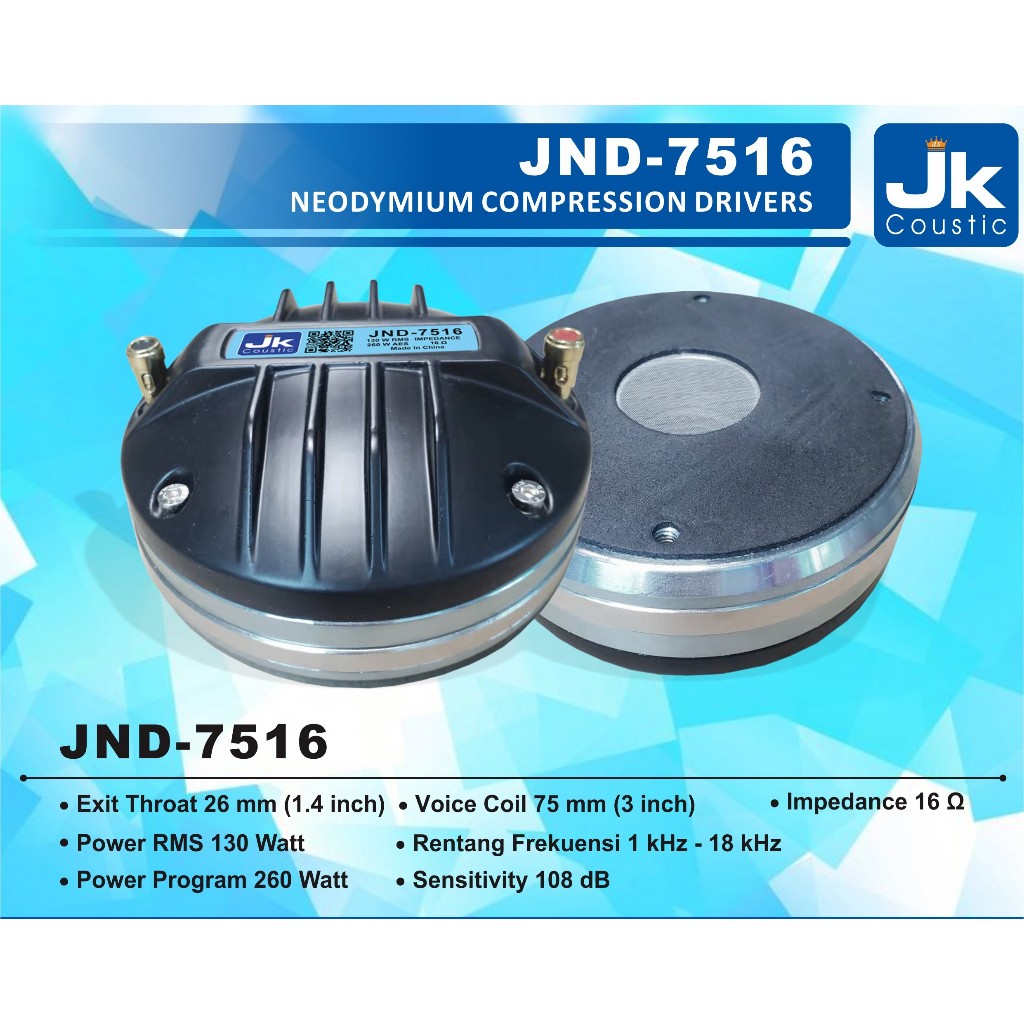 Tweeter Neo 3 inch Jk Coustic JND-7516 Tweeter Neodynium 3in