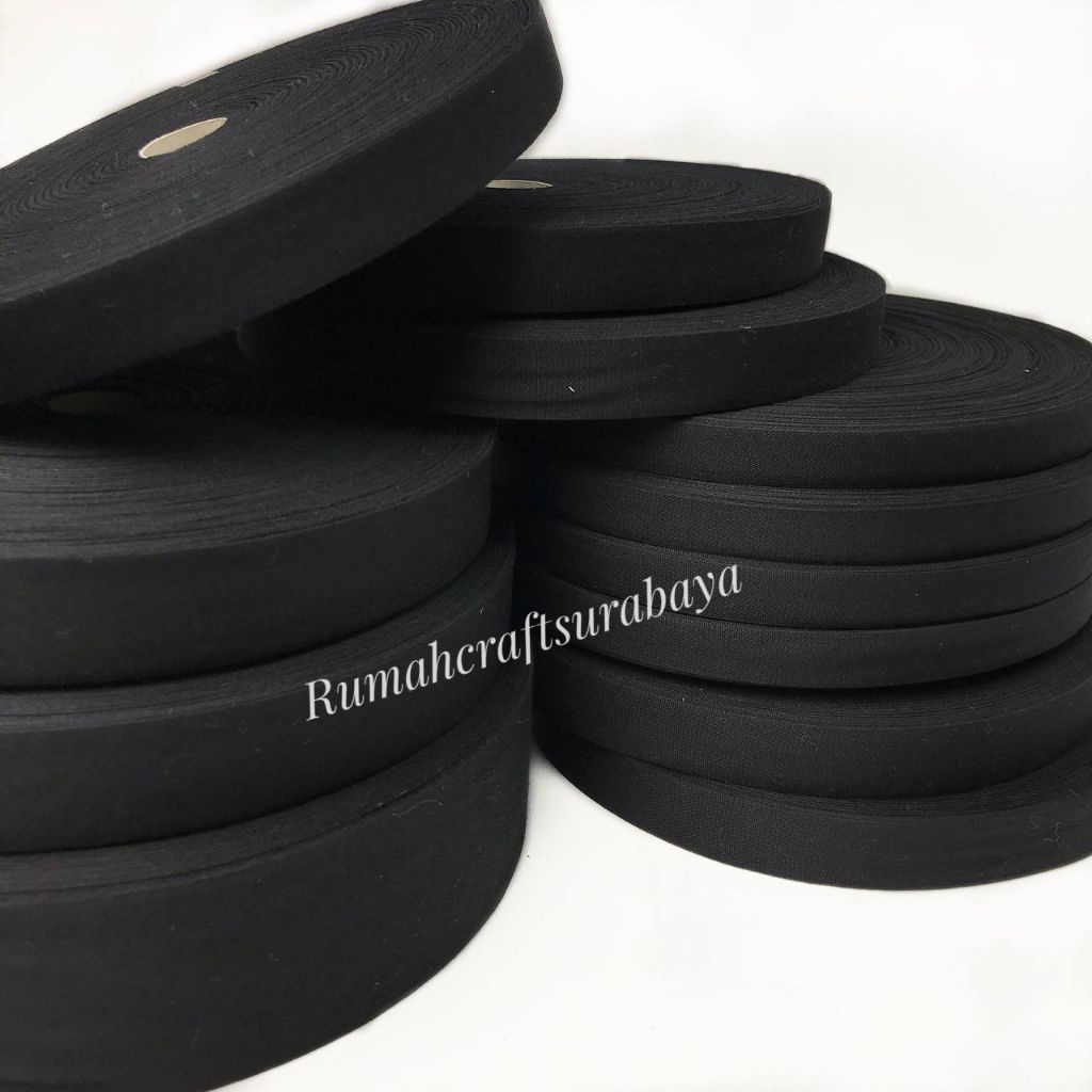 1 METER - LABEL KATUN POLOS HITAM/LABEL KATUN POLOS/LABEL KATUN PREMIUN