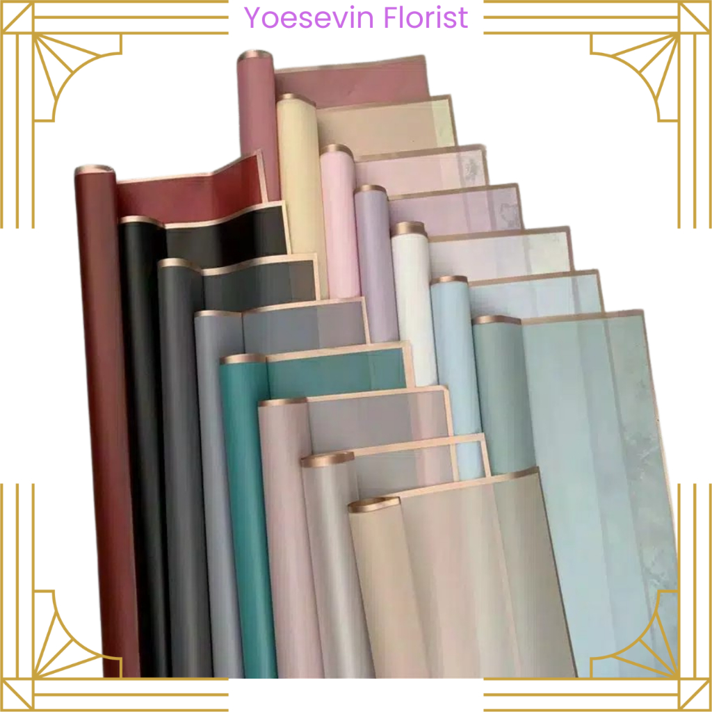 

KB10 20Lembar Flower Wrapping Paper Varian List Gold Emas Cellophane
