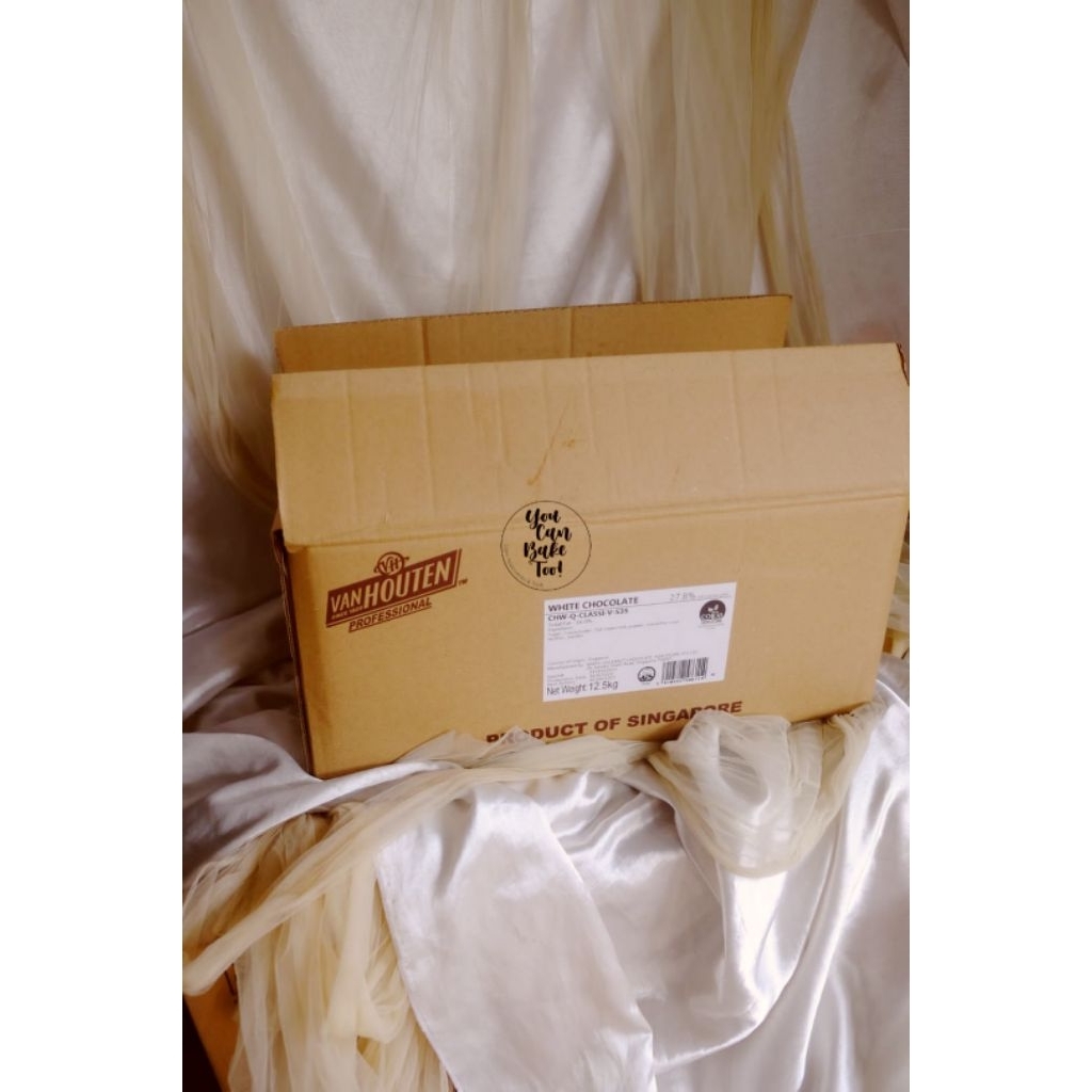 

REPACKED 1kg Van Houten White Chocolate Couveture 27,8% Coin