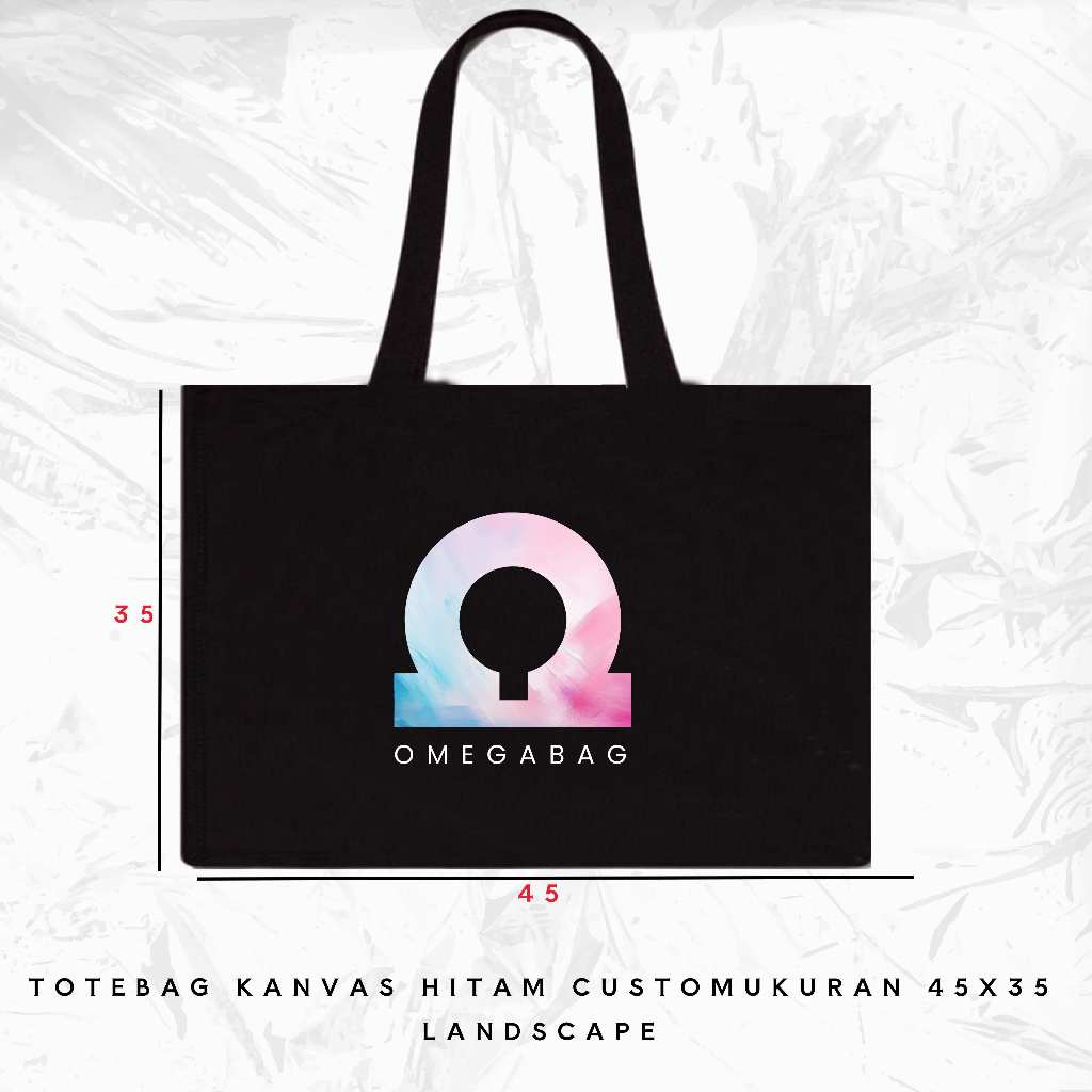 Totebag Kanvas Hitam Custom 45x35 Landscape
