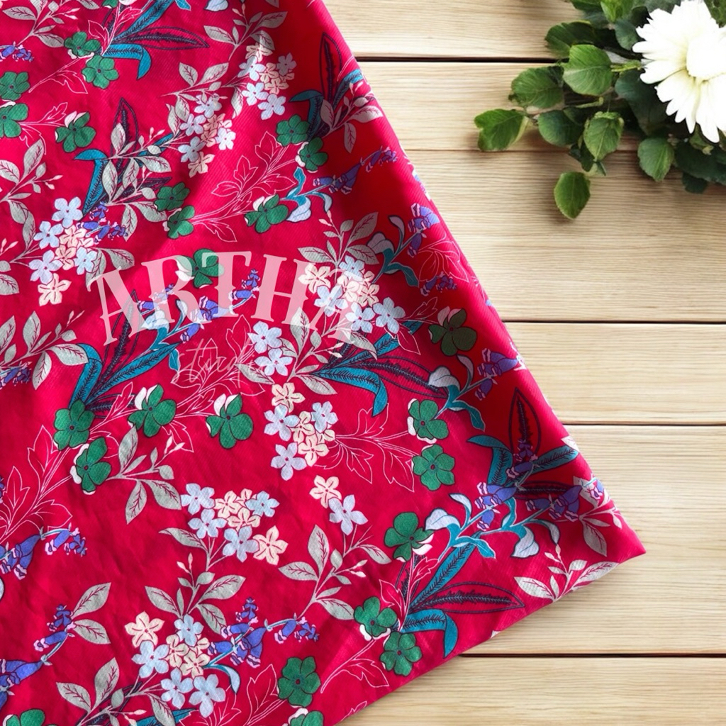 kain katun silky premium motif bunga adem lembut kain katun untuk gamis