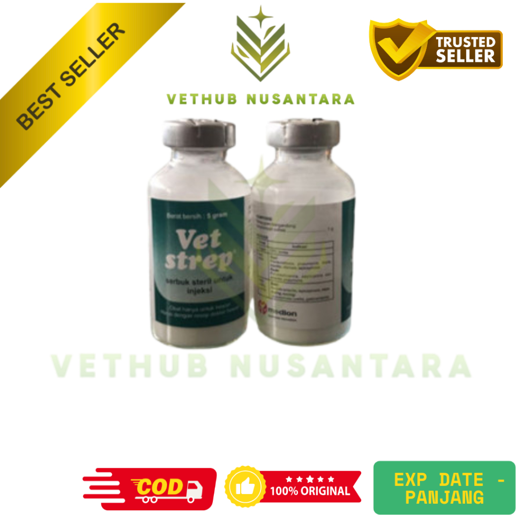Vet Strep 5gr Serbuk Steril Obat Ayam Radang Bengkak Luka Infeksi Pernafasan Pencernaan / Vet Strep