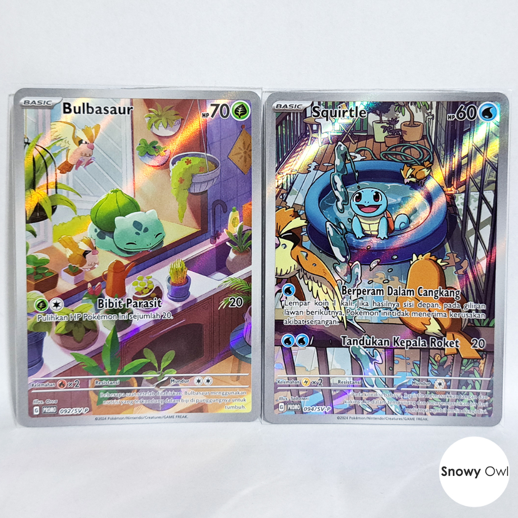 Squirtle 094/SV-P AR & Bulbasaur 092/SV-P AR Harta Berkilau Shiny Treasure EX Promo Foil Pokemon TCG